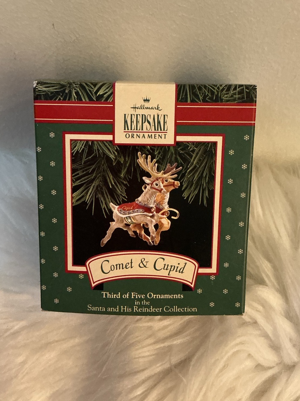 Hallmark Keepsake Comet & Cupid Santa Reindeer Christmas Ornament Vintage